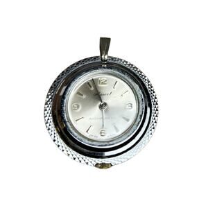 Vintage Marcel Swiss Pendant Watch Antimagnetic Mechanical Silver Tone Necklace